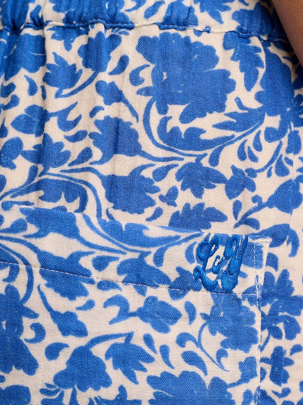 Wide-Leg Blue Floral Print Palazzo Pants - Picture 6 of 8